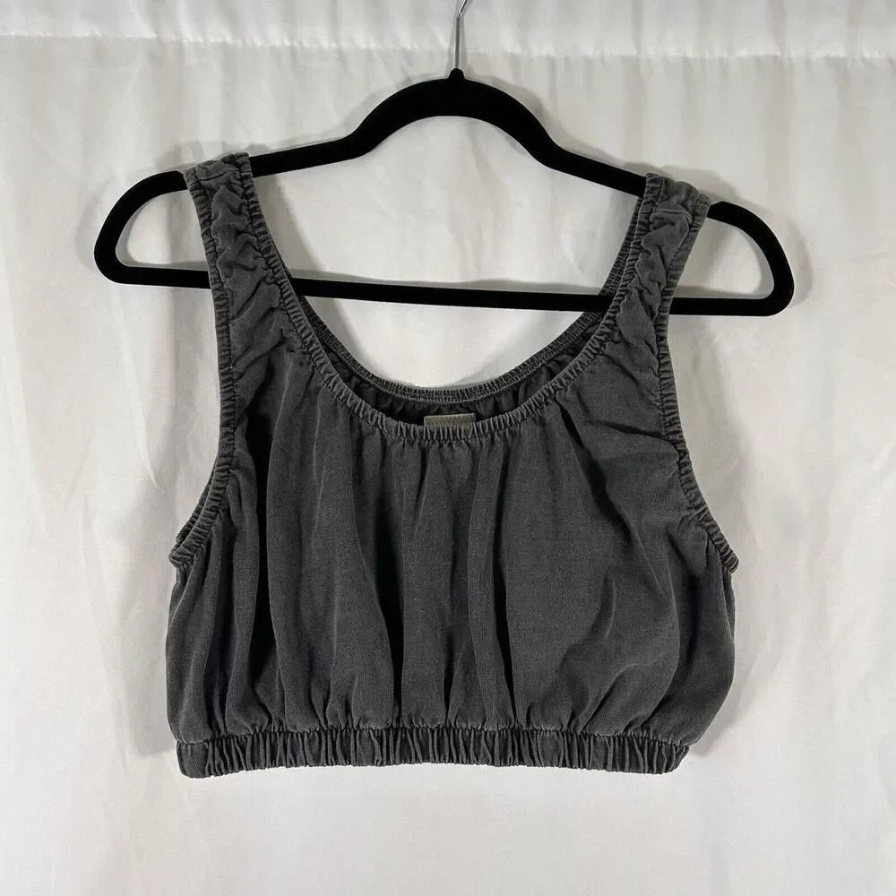 People of Leisure Crop Top Women's Small Grey Elastic Lined Sleeveless Top